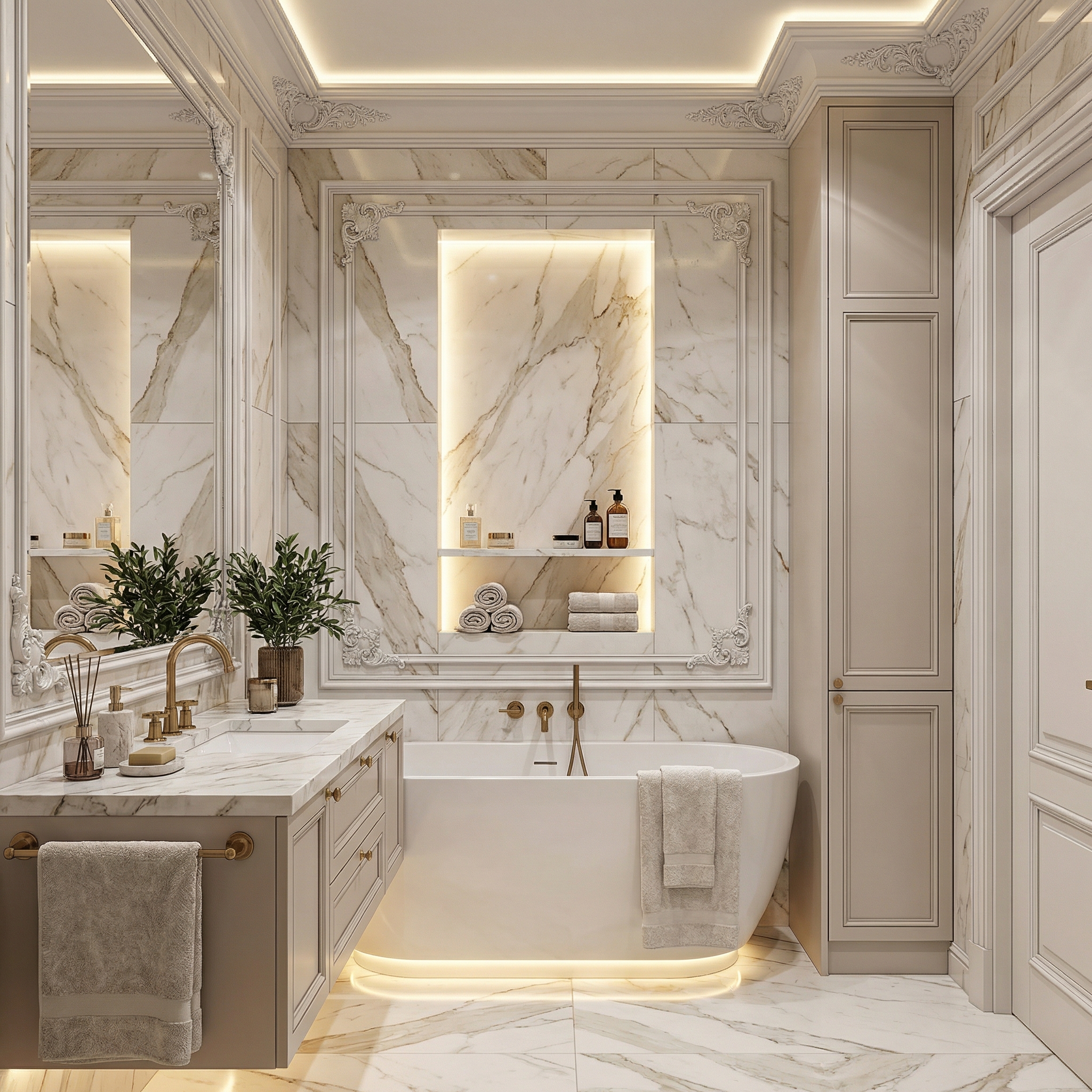Дизайн ванной в стиле Классика — фото интерьера от нейросети RoomGPT
