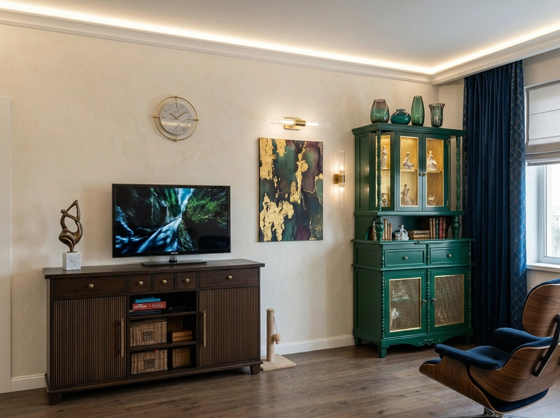 Дизайн гостиной в стиле Контемпорари — фото интерьера от нейросети RoomGPT