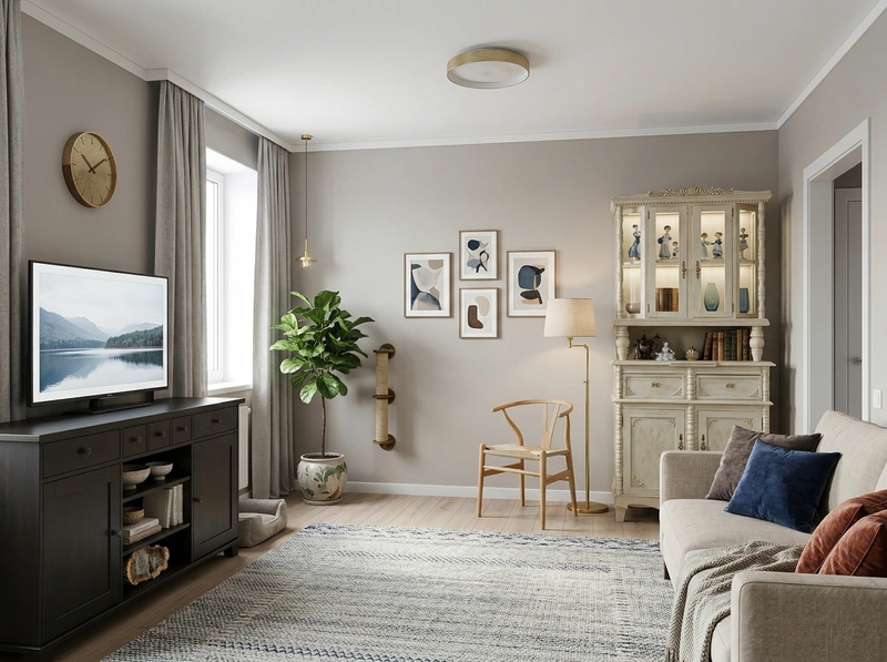 Дизайн гостиной в стиле Сканди — фото интерьера от нейросети RoomGPT