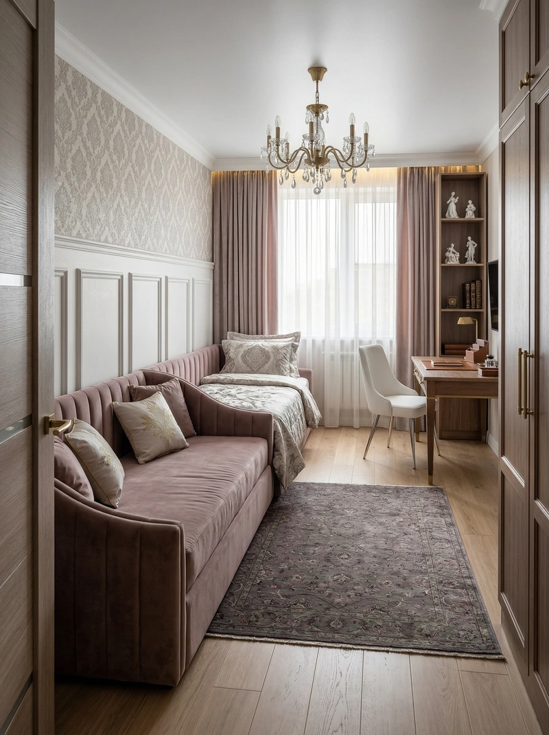 Дизайн детской в стиле Классика — фото интерьера от нейросети RoomGPT