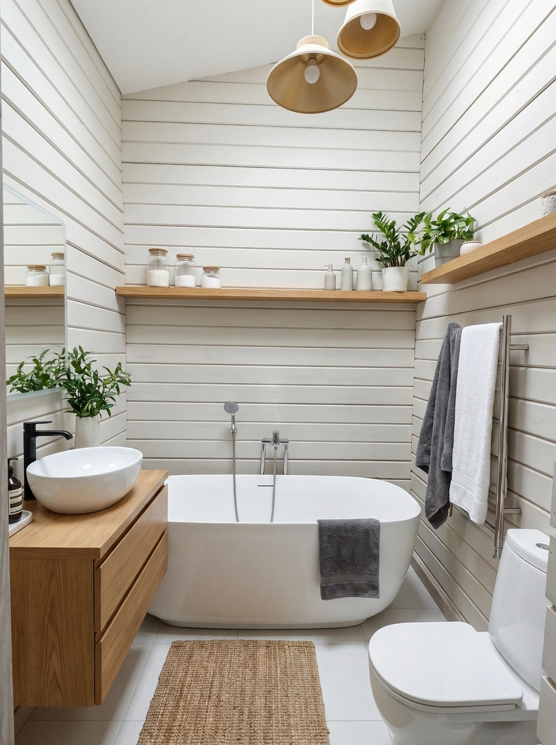 Дизайн интерьера в стиле Сканди — Ванная от нейросети RoomGPT