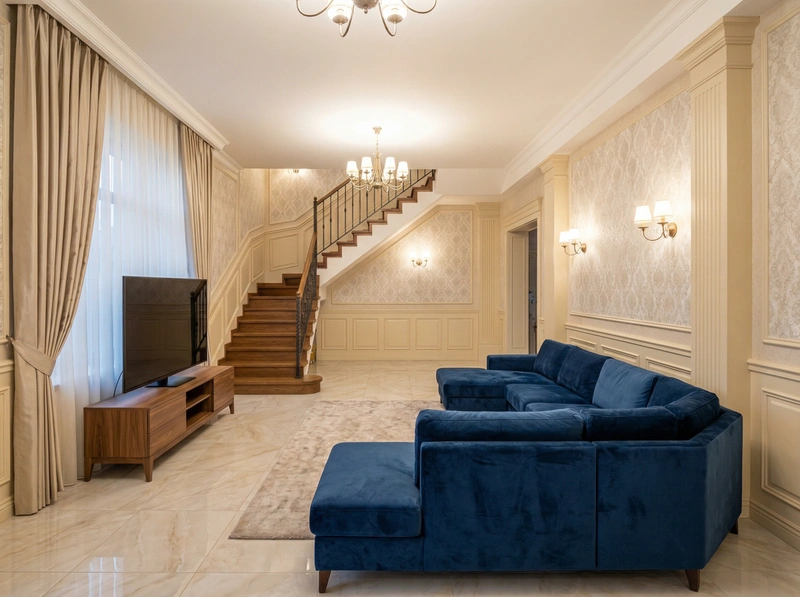 Дизайн интерьера в стиле Классика — Гостиная от нейросети RoomGPT