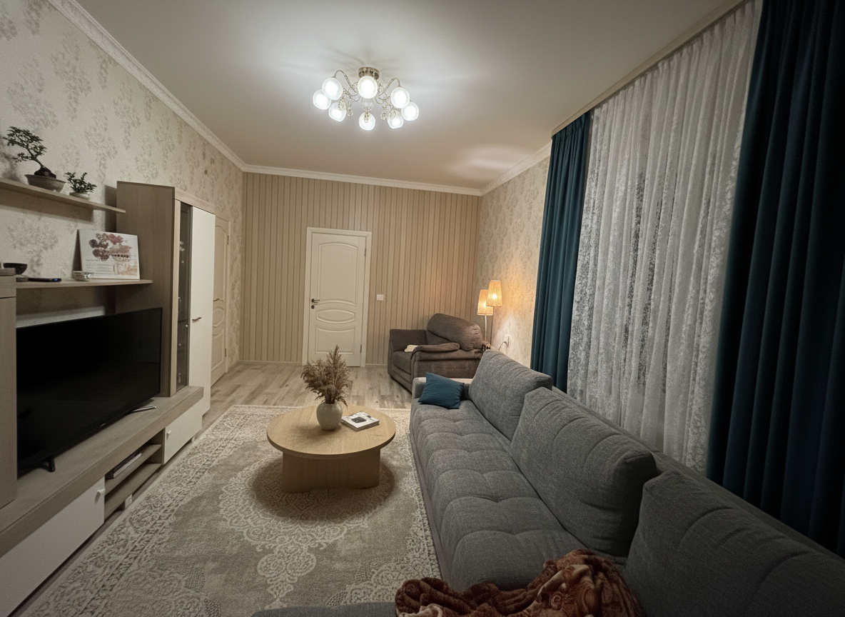 Дизайн гостиной в стиле Japandi — фото интерьера от нейросети RoomGPT