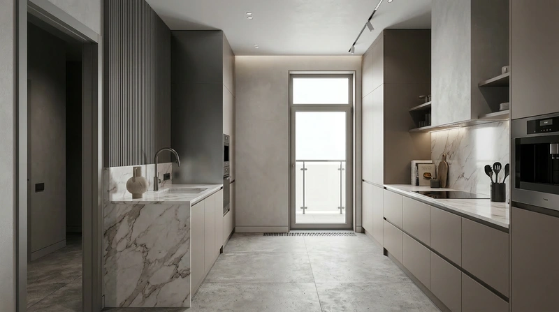 Дизайн интерьера в стиле Минимализм — Кухня от нейросети RoomGPT