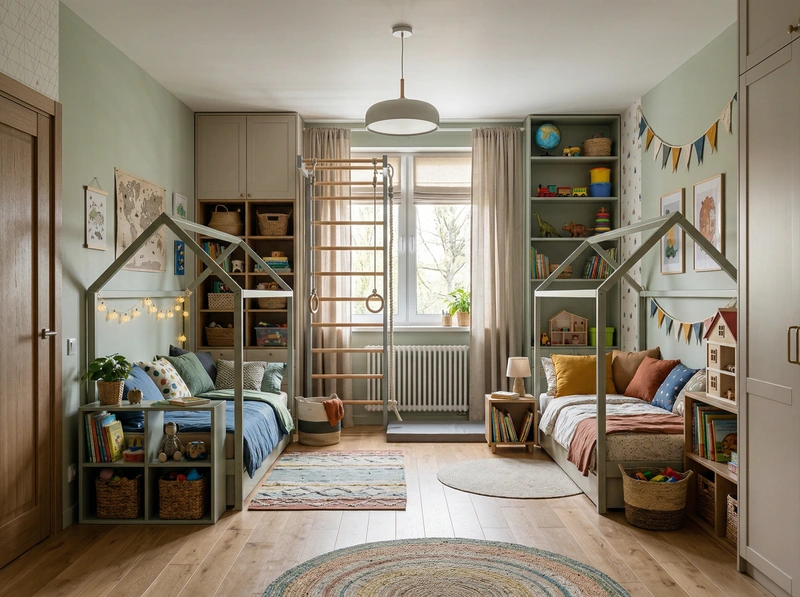 Дизайн детской в стиле Эклектика — фото интерьера от нейросети RoomGPT