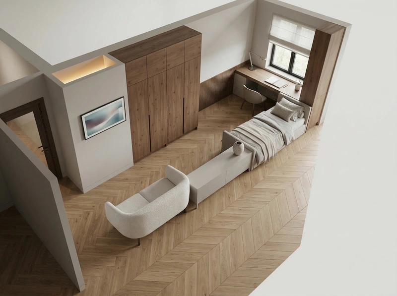 Дизайн детской в стиле Минимализм — фото интерьера от нейросети RoomGPT