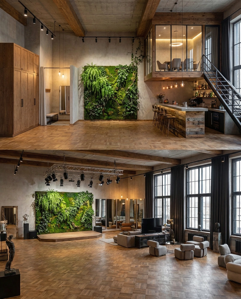 Дизайн интерьера в стиле Лофт — Гостиная от нейросети RoomGPT