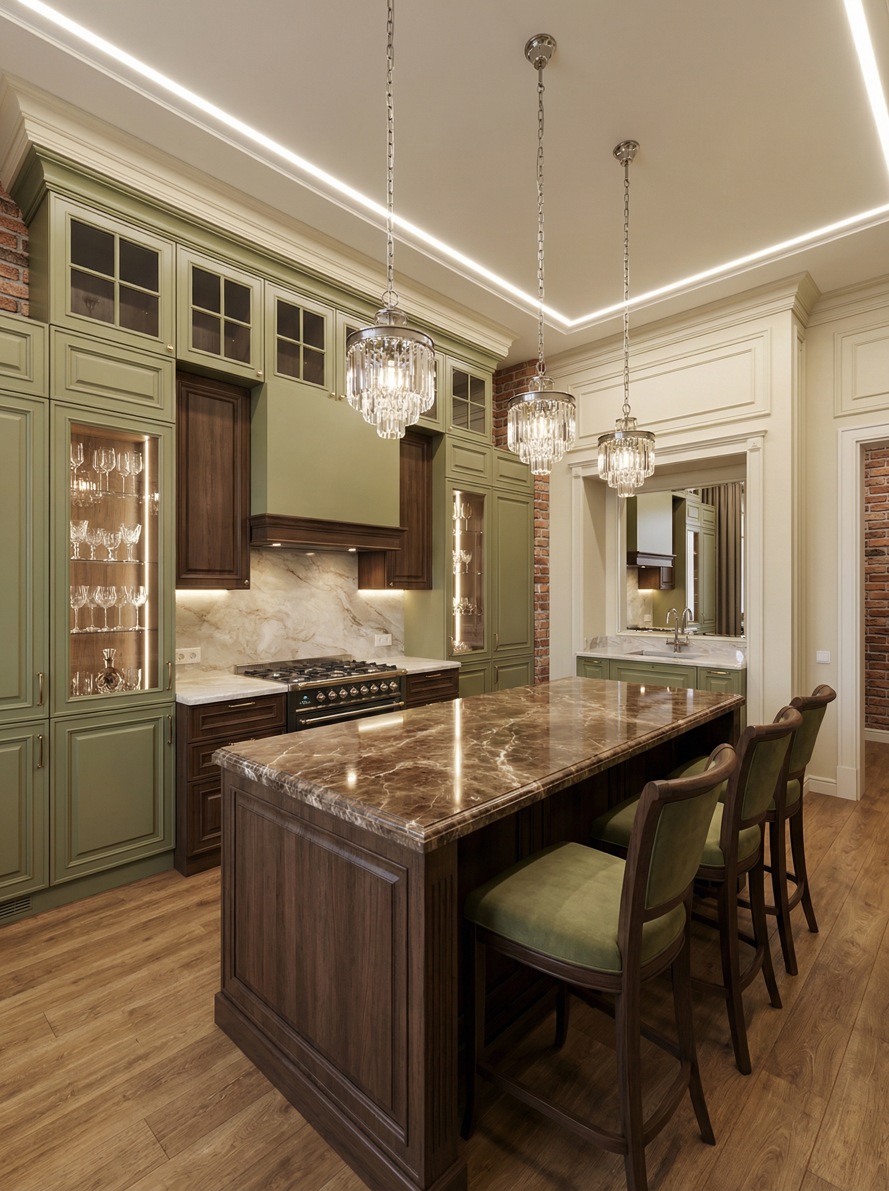 Дизайн кухни в стиле Классика — фото интерьера от нейросети RoomGPT
