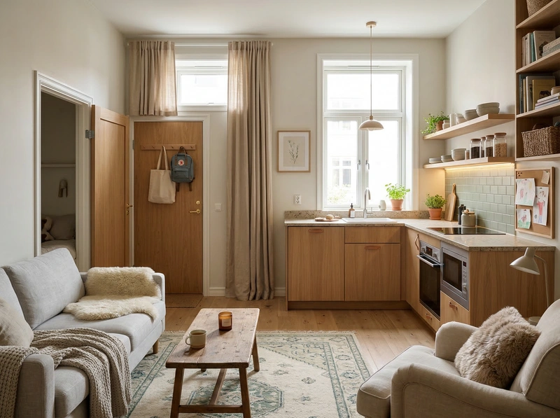 Дизайн спальни в стиле Хюгге — фото интерьера от нейросети RoomGPT