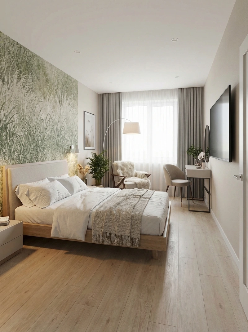 Дизайн интерьера в стиле Сканди — Спальня от нейросети RoomGPT