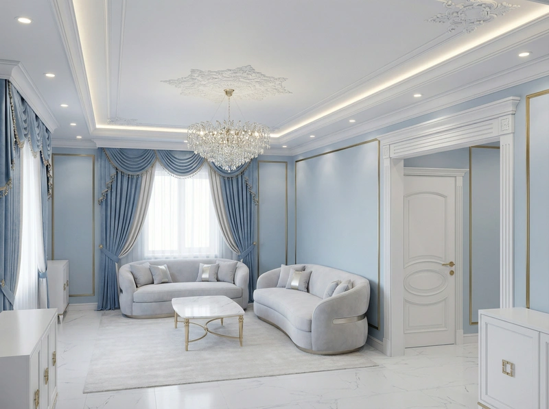Дизайн интерьера в стиле Неоклассика — Гостиная от нейросети RoomGPT