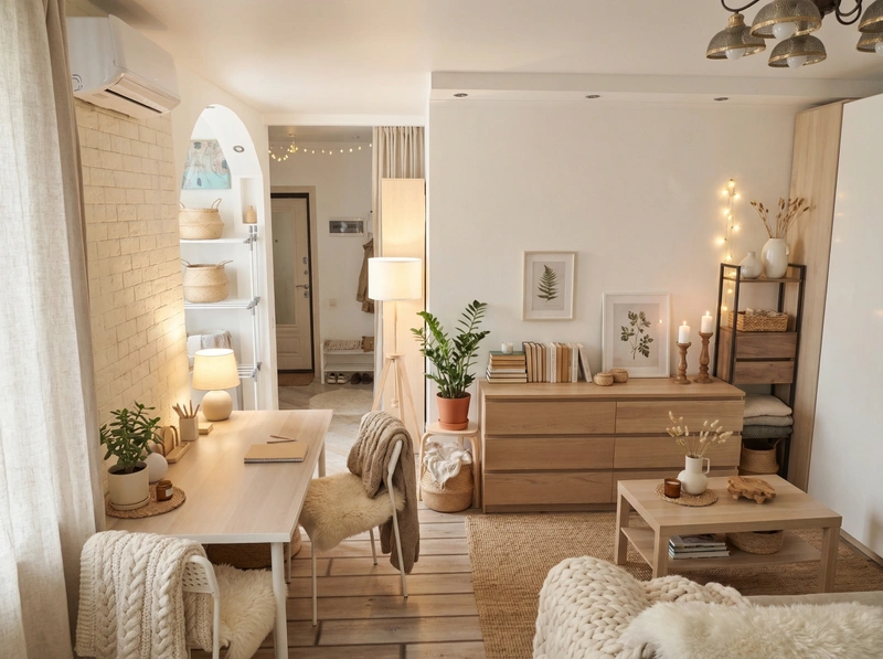 Дизайн интерьера в стиле Хюгге — Гостиная от нейросети RoomGPT