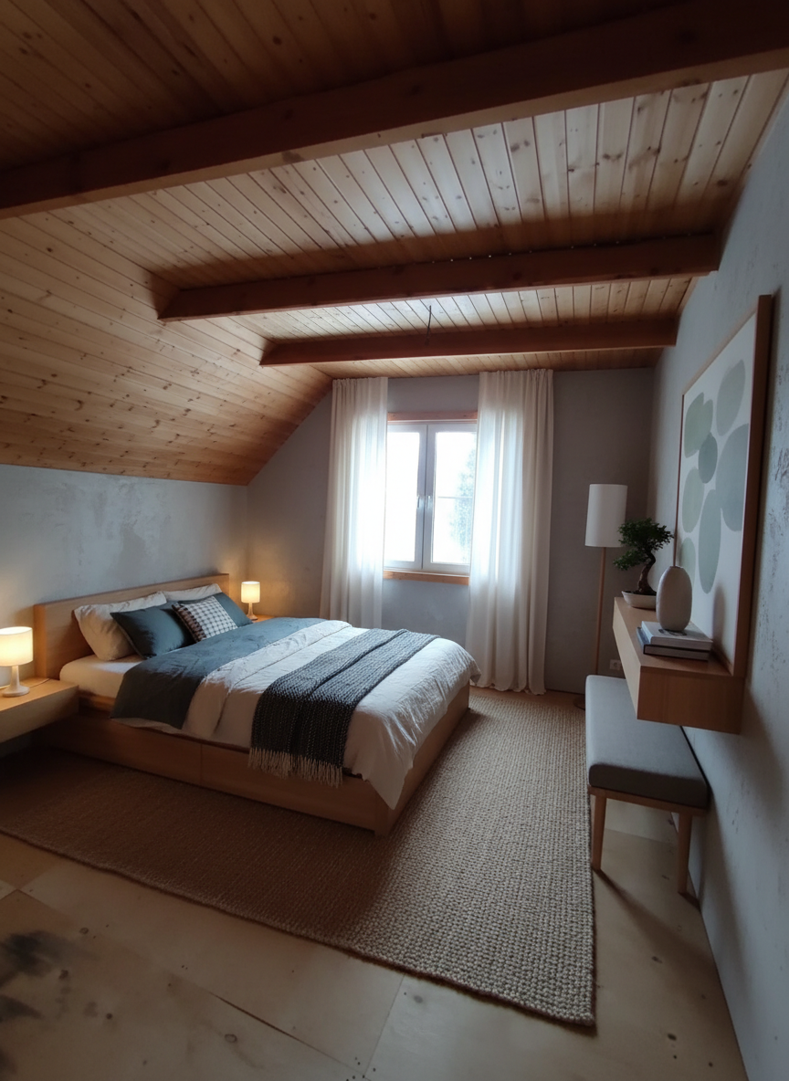 Дизайн спальни в стиле Japandi — фото интерьера от нейросети RoomGPT