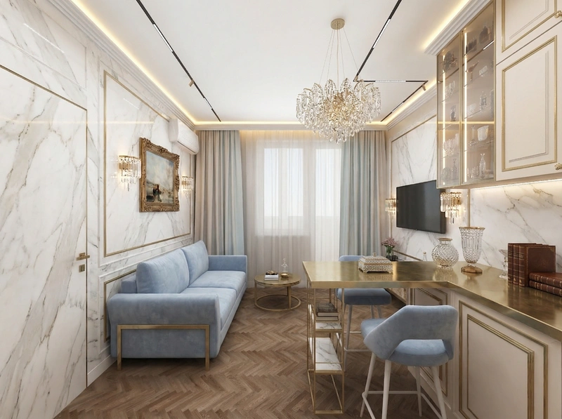 Дизайн интерьера в стиле Неоклассика — Кухня от нейросети RoomGPT