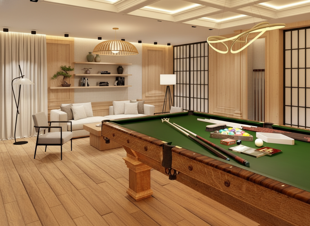 Дизайн гостиной в стиле Japandi — фото интерьера от нейросети RoomGPT