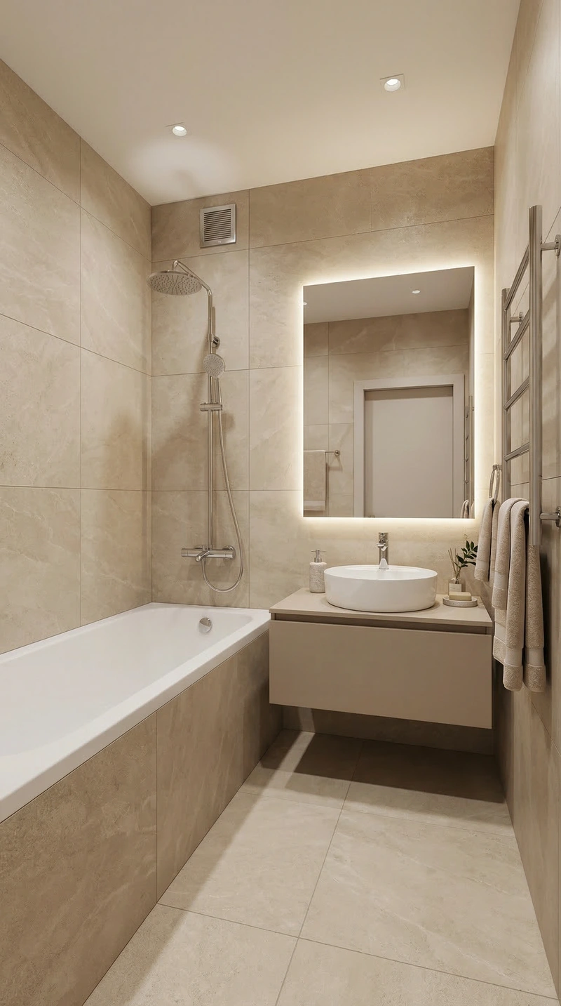 Дизайн интерьера в стиле Минимализм — Ванная от нейросети RoomGPT