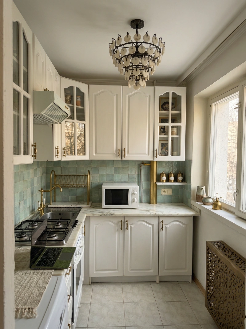 Дизайн интерьера в стиле Эклектика — Кухня от нейросети RoomGPT