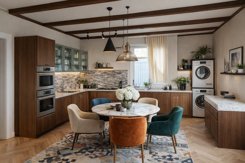 Дизайн кухни в стиле Эклектика — фото интерьера от нейросети RoomGPT