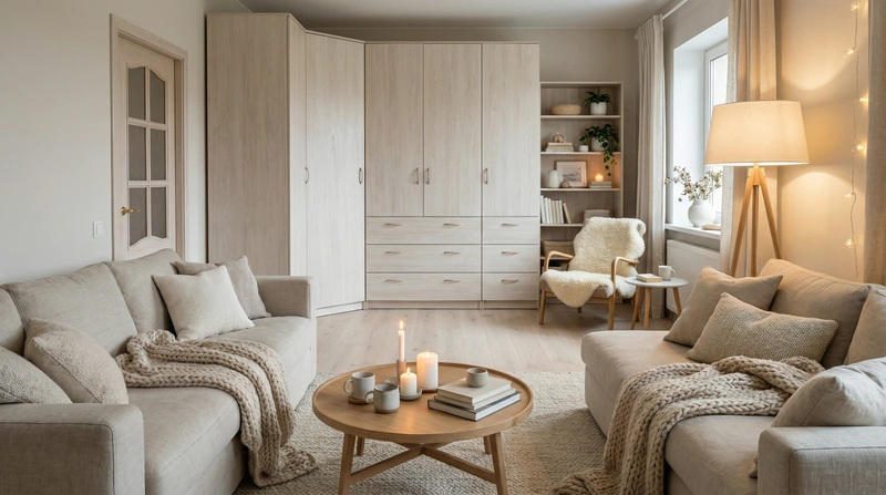 Дизайн интерьера в стиле Хюгге — Гостиная от нейросети RoomGPT