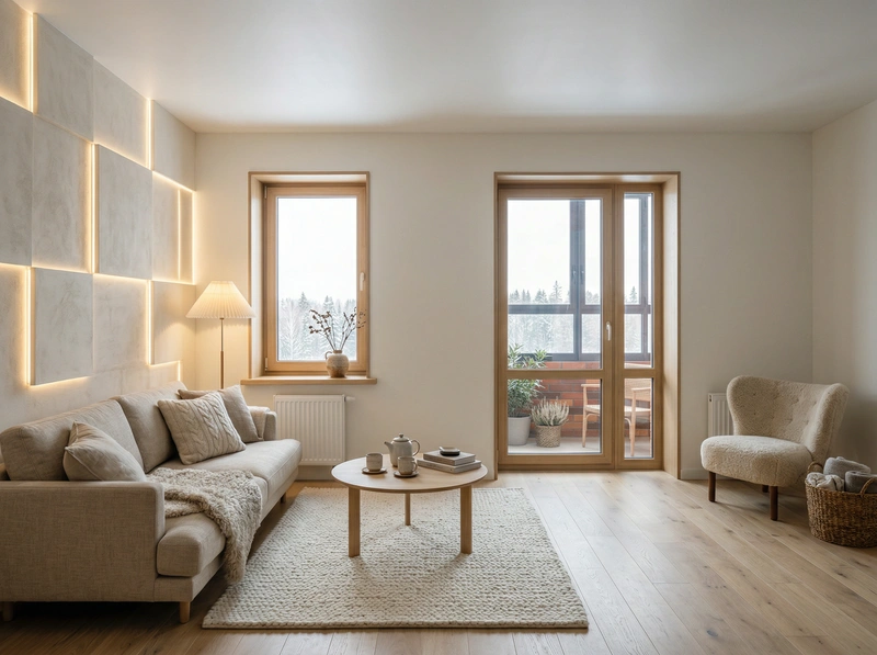 Дизайн интерьера в стиле Хюгге — Гостиная от нейросети RoomGPT