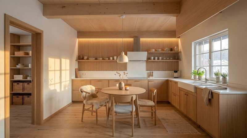 Дизайн интерьера в стиле Хюгге — Кухня от нейросети RoomGPT