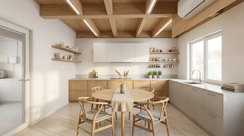 Дизайн интерьера в стиле Сканди — Кухня от нейросети RoomGPT