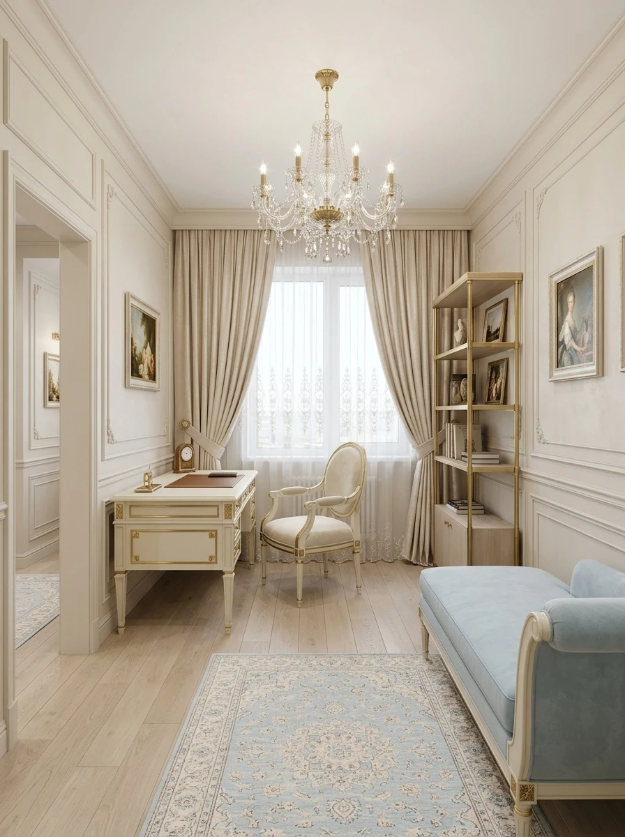 Дизайн кабинета в стиле Неоклассика — фото интерьера от нейросети RoomGPT