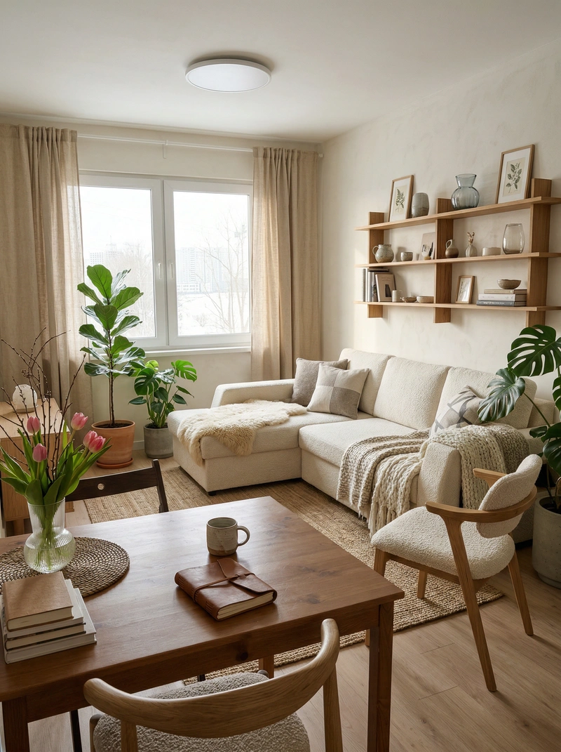 Дизайн интерьера в стиле Хюгге — Гостиная от нейросети RoomGPT