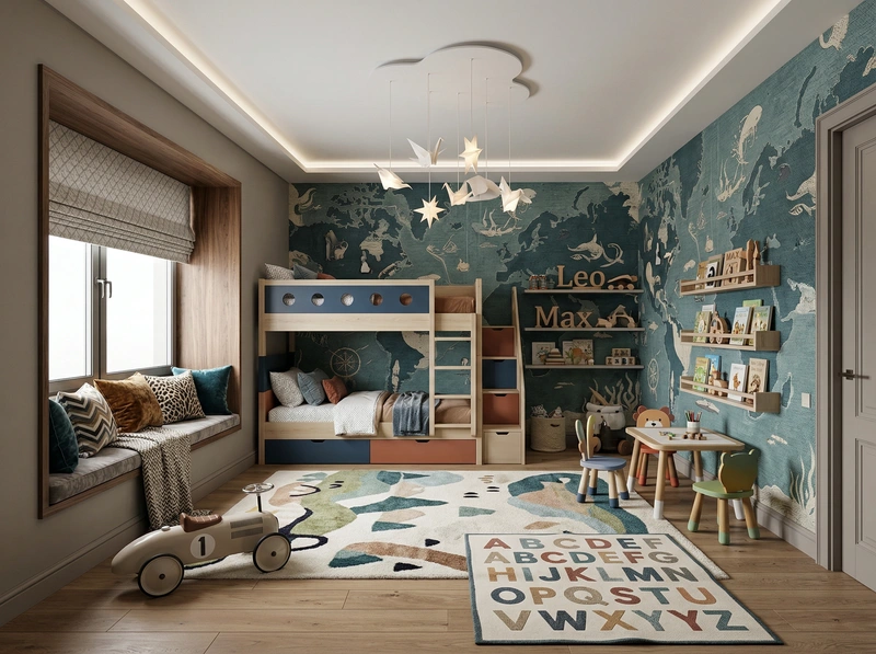 Дизайн интерьера в стиле Эклектика — Детская от нейросети RoomGPT