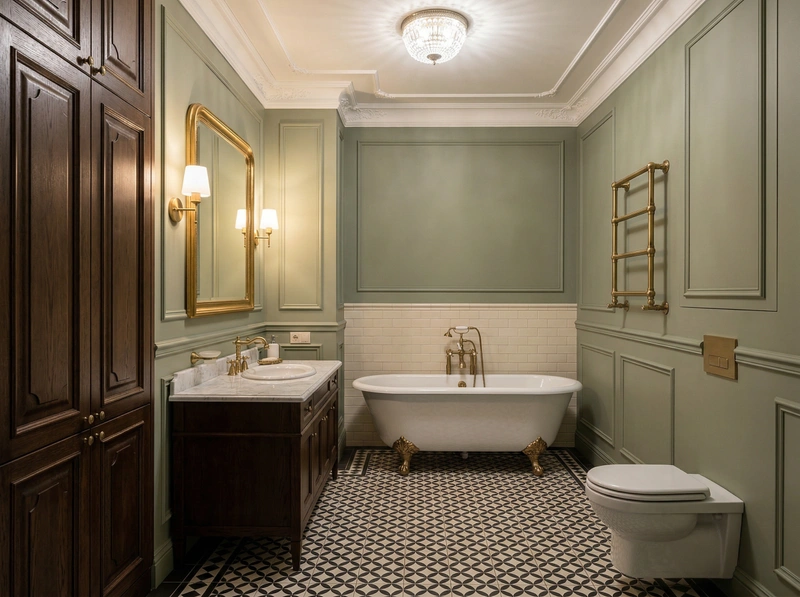 Дизайн ванной в стиле Классика — фото интерьера от нейросети RoomGPT