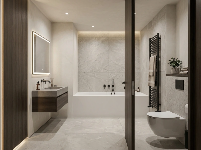 Дизайн ванной в стиле Минимализм — фото интерьера от нейросети RoomGPT