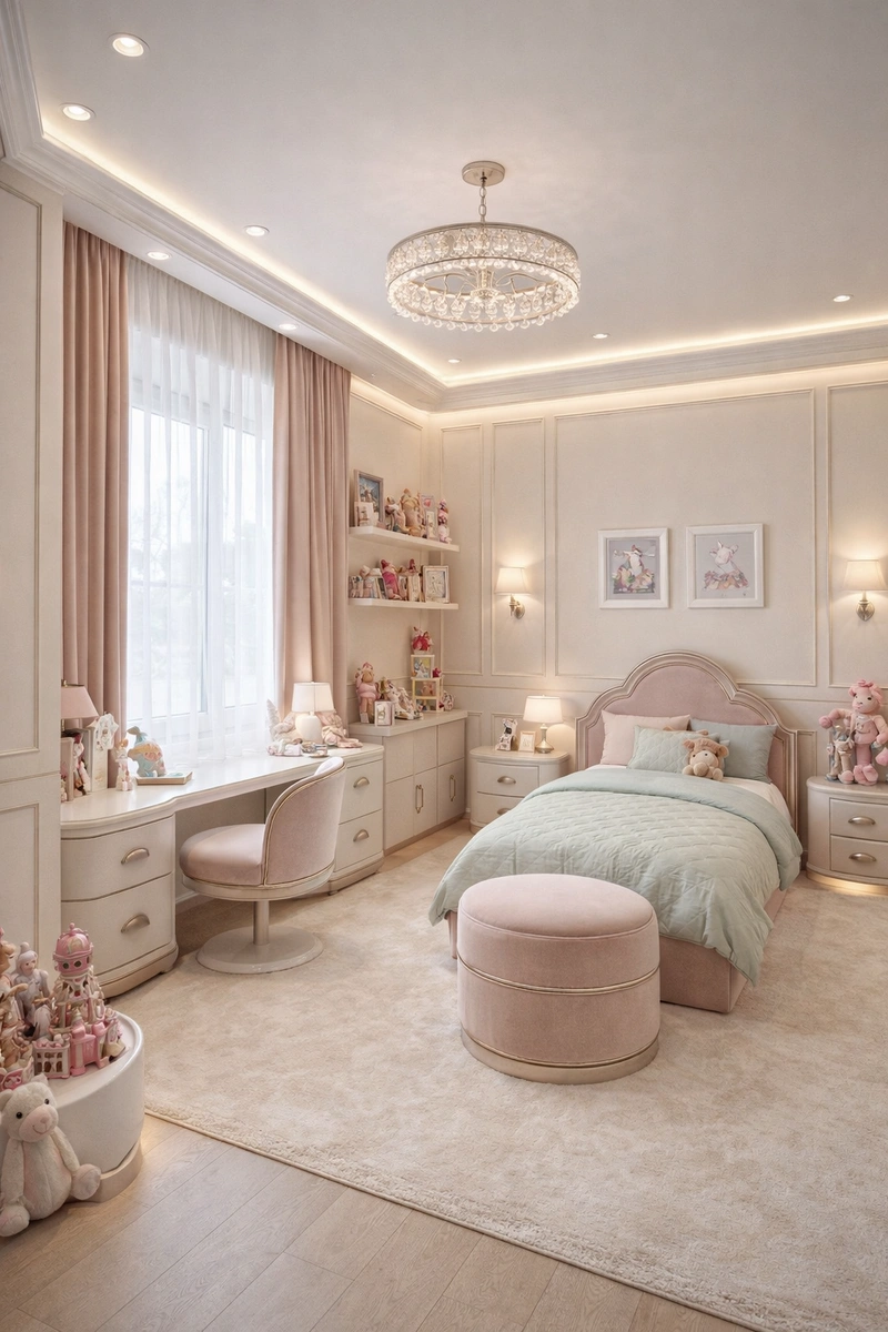 Дизайн детской в стиле Неоклассика — фото интерьера от нейросети RoomGPT