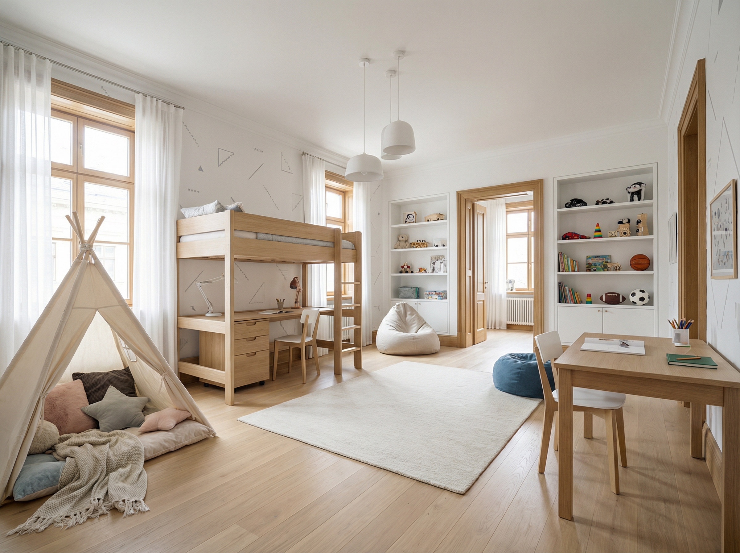 Дизайн детской в стиле Хюгге — фото интерьера от нейросети RoomGPT