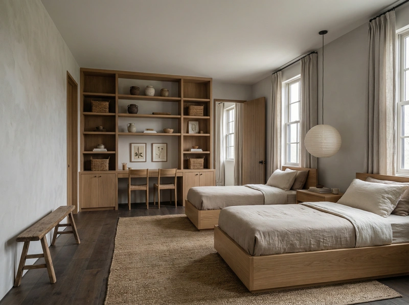 Дизайн детской в стиле Japandi — фото интерьера от нейросети RoomGPT