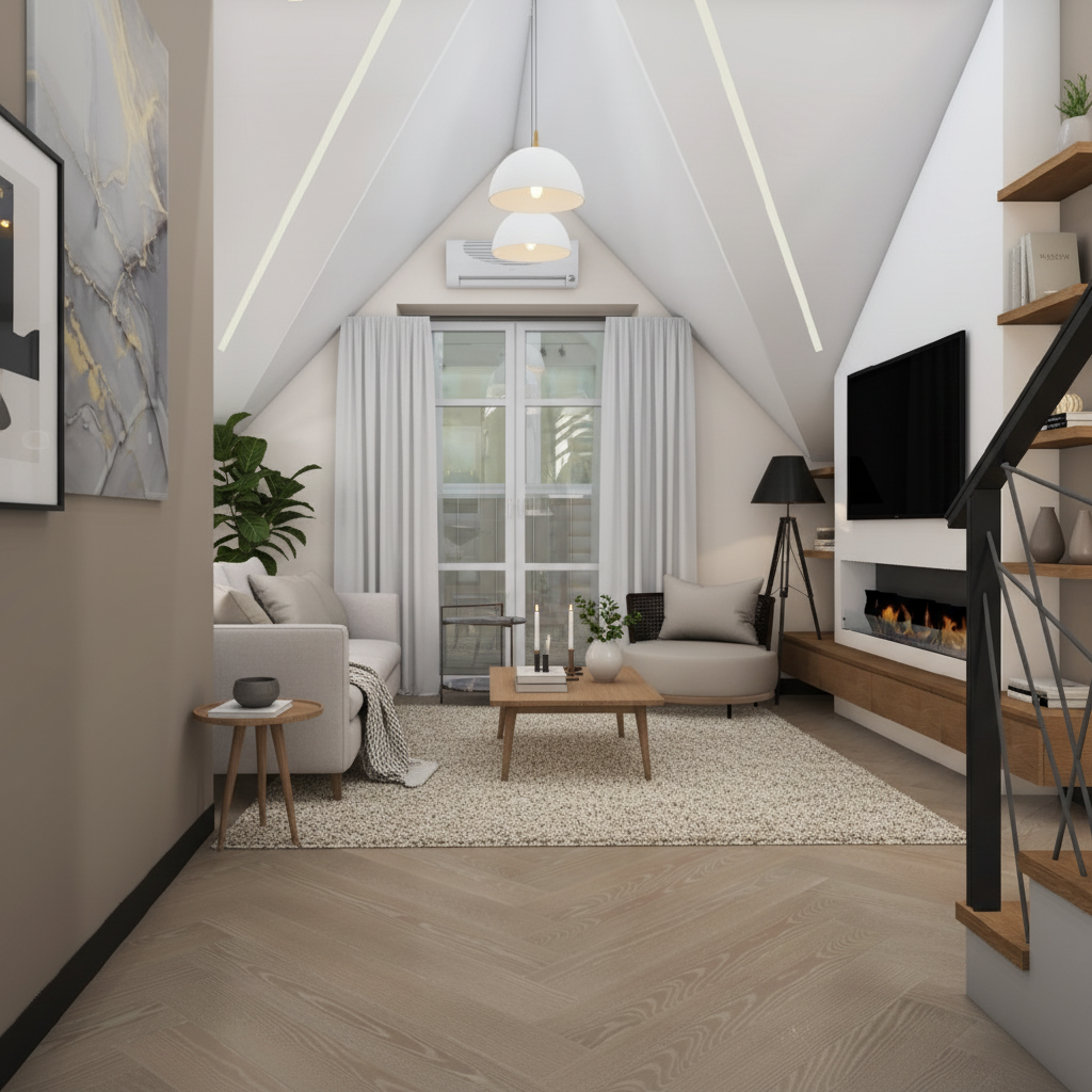 Дизайн гостиной в стиле Хюгге — фото интерьера от нейросети RoomGPT