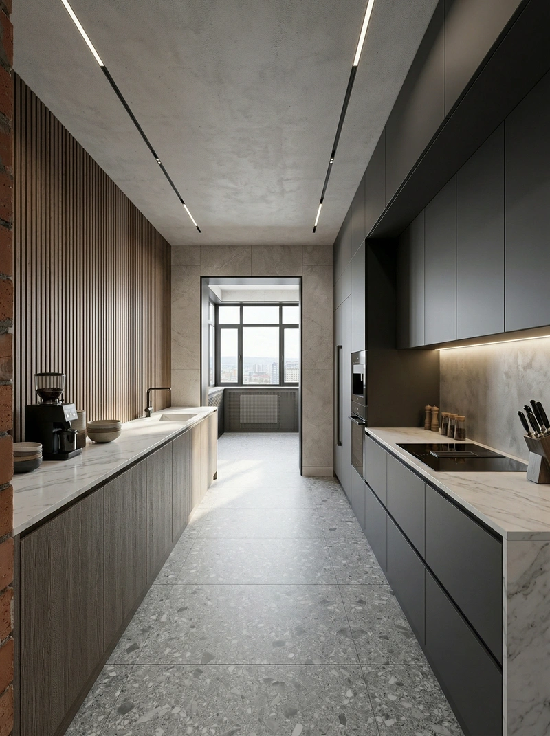 Дизайн кухни в стиле Контемпорари — фото интерьера от нейросети RoomGPT