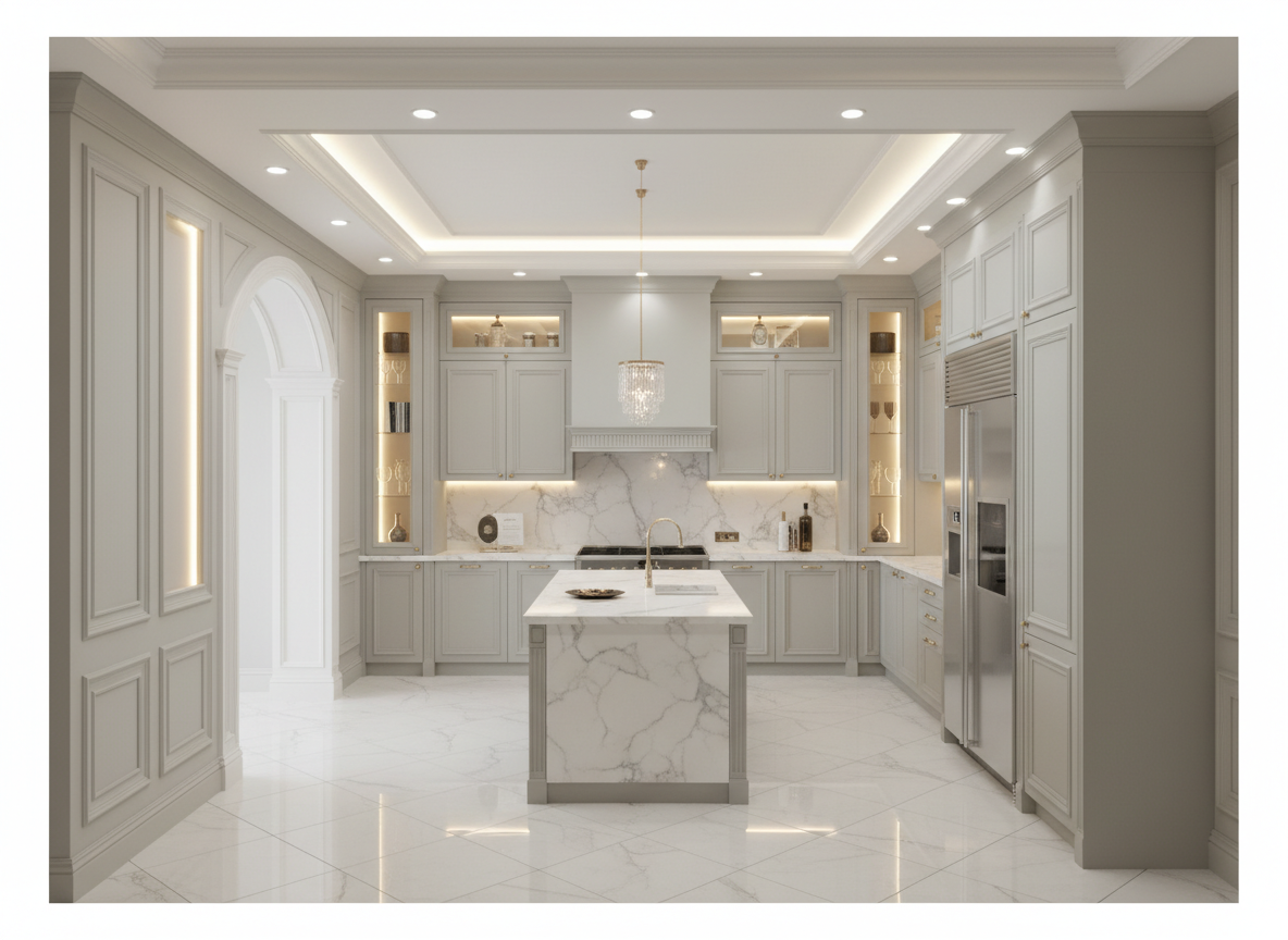 Дизайн кухни в стиле Классика — фото интерьера от нейросети RoomGPT
