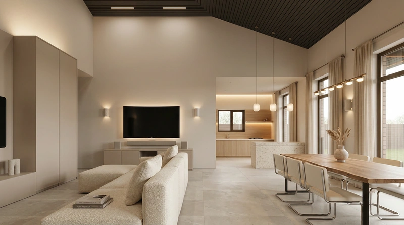 Дизайн интерьера в стиле Минимализм — Гостиная от нейросети RoomGPT