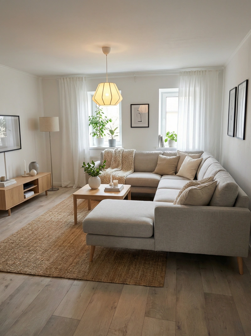 Дизайн интерьера в стиле Хюгге — Гостиная от нейросети RoomGPT