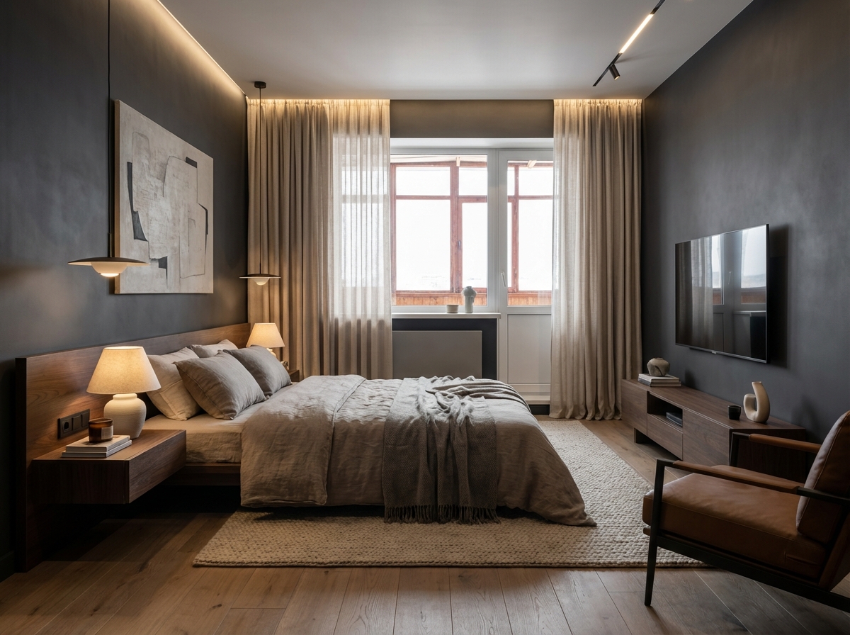 Дизайн спальни в стиле Минимализм — фото интерьера от нейросети RoomGPT