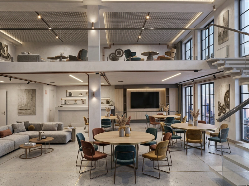 Дизайн гостиной в стиле Лофт — фото интерьера от нейросети RoomGPT