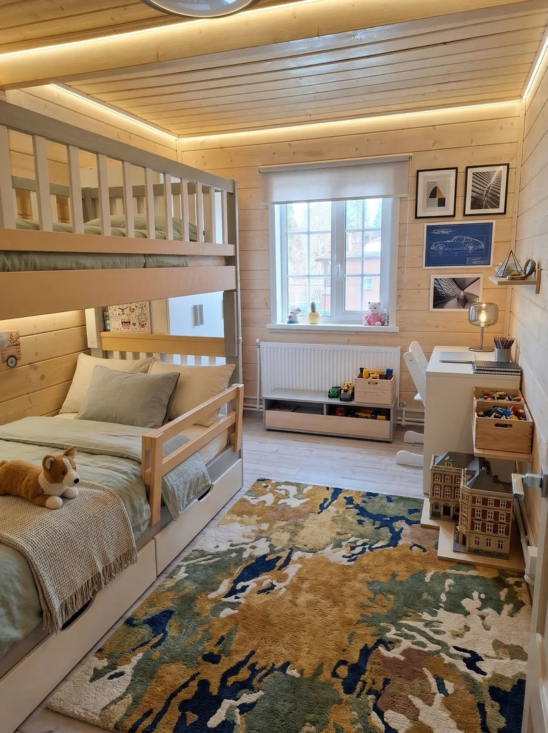 Дизайн детской в стиле Контемпорари — фото интерьера от нейросети RoomGPT