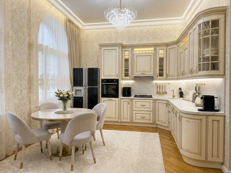 Дизайн кухни в стиле Неоклассика — фото интерьера от нейросети RoomGPT
