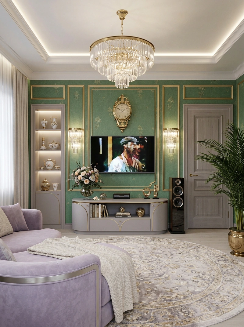 Дизайн гостиной в стиле Неоклассика — фото интерьера от нейросети RoomGPT