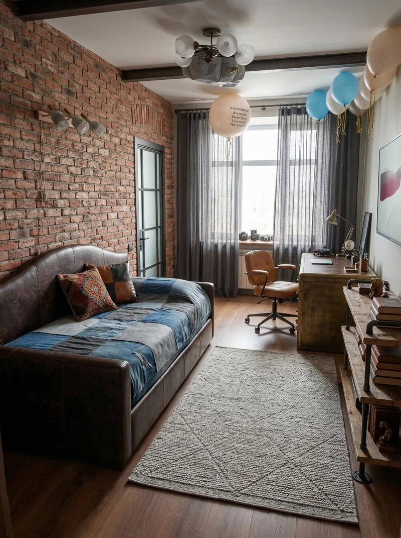Дизайн детской в стиле Лофт — фото интерьера от нейросети RoomGPT
