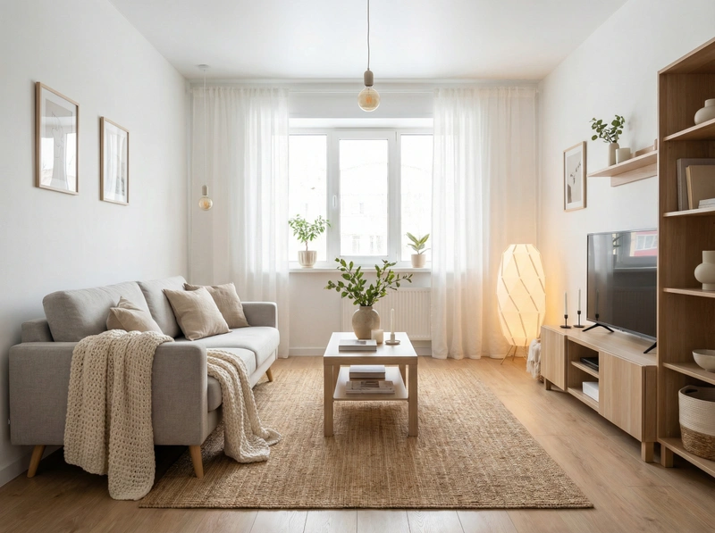 Дизайн интерьера в стиле Хюгге — Гостиная от нейросети RoomGPT