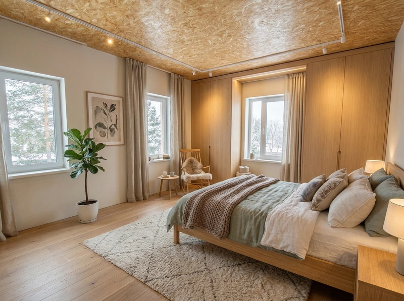 Дизайн спальни в стиле Хюгге — фото интерьера от нейросети RoomGPT