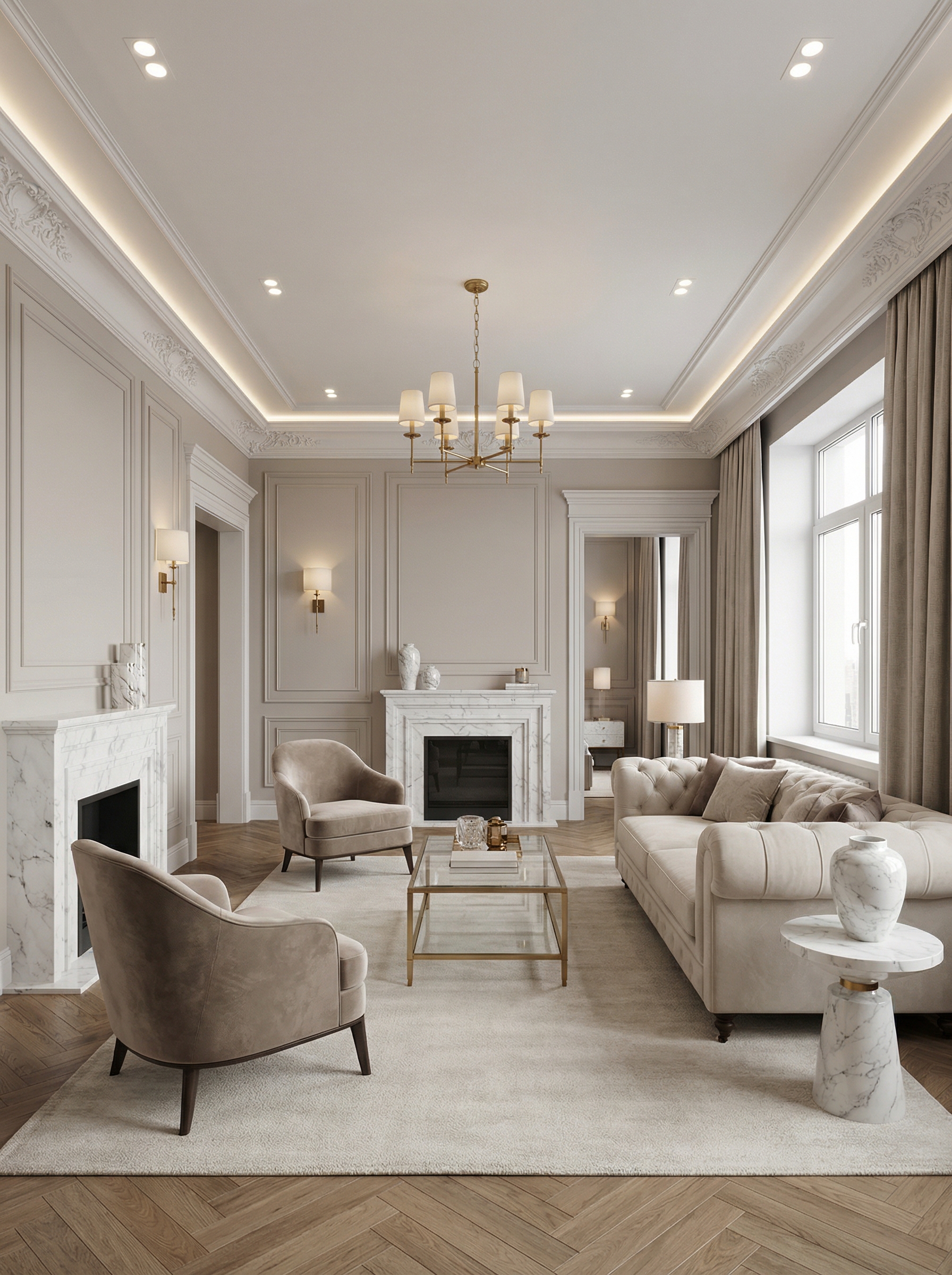 Дизайн гостиной в стиле Классика — фото интерьера от нейросети RoomGPT