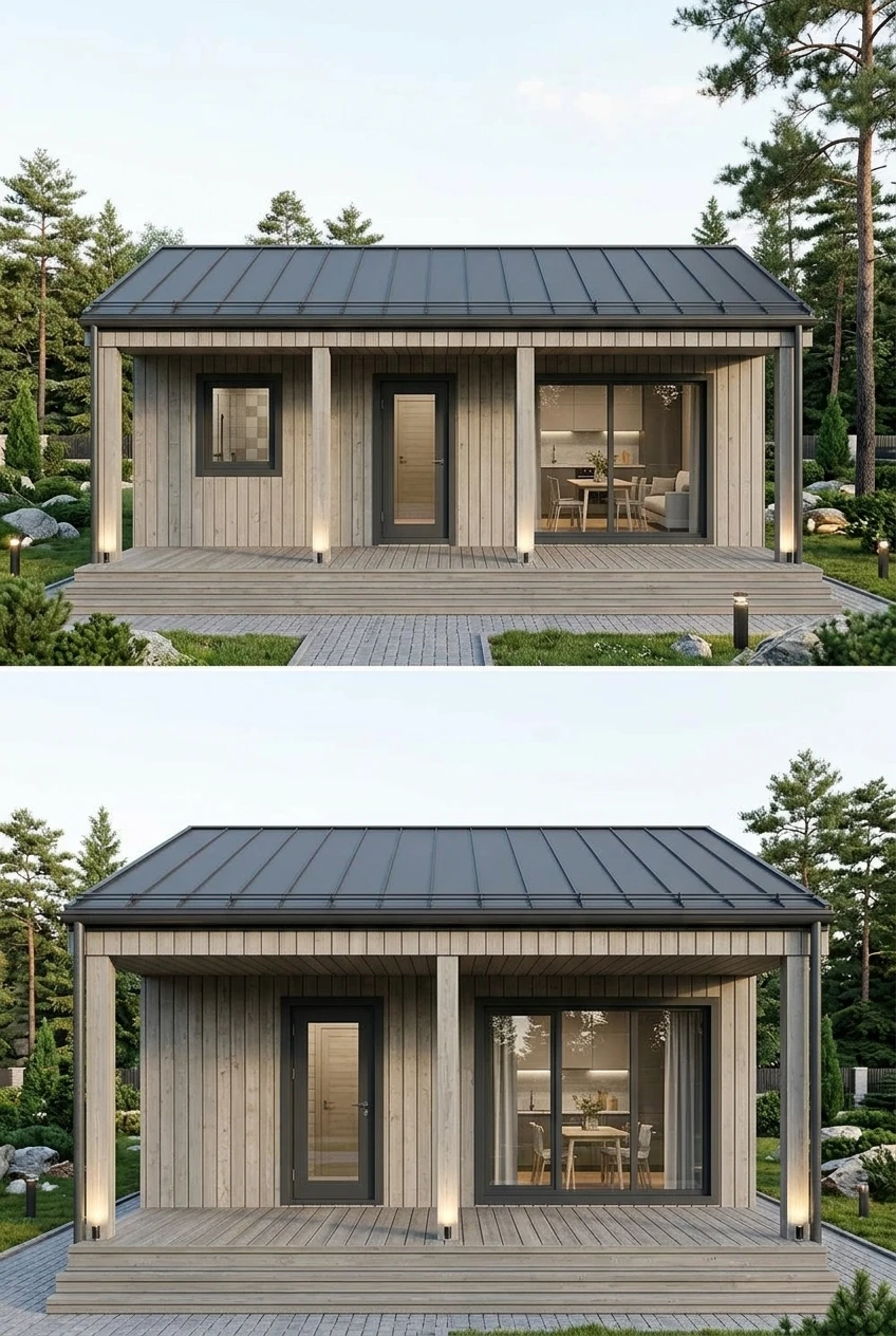 Дизайн фасада в стиле Барнхаус — фото фасада от нейросети RoomGPT