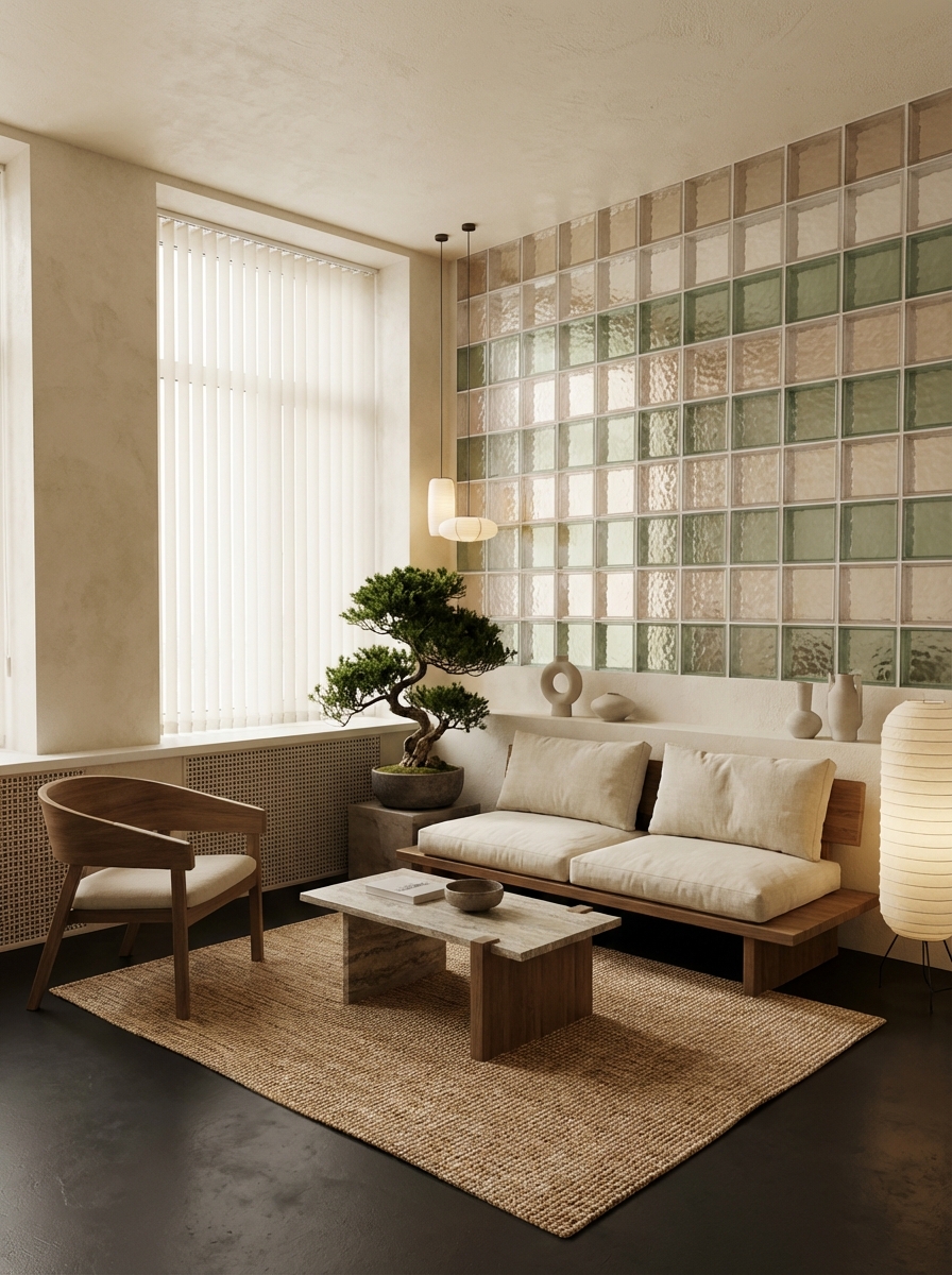 Дизайн гостиной в стиле Japandi — фото интерьера от нейросети RoomGPT